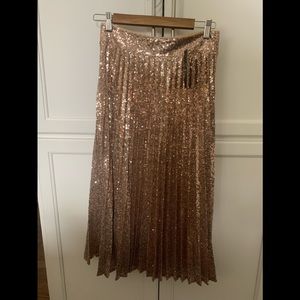 NWT blush sequin pleated midi skirt